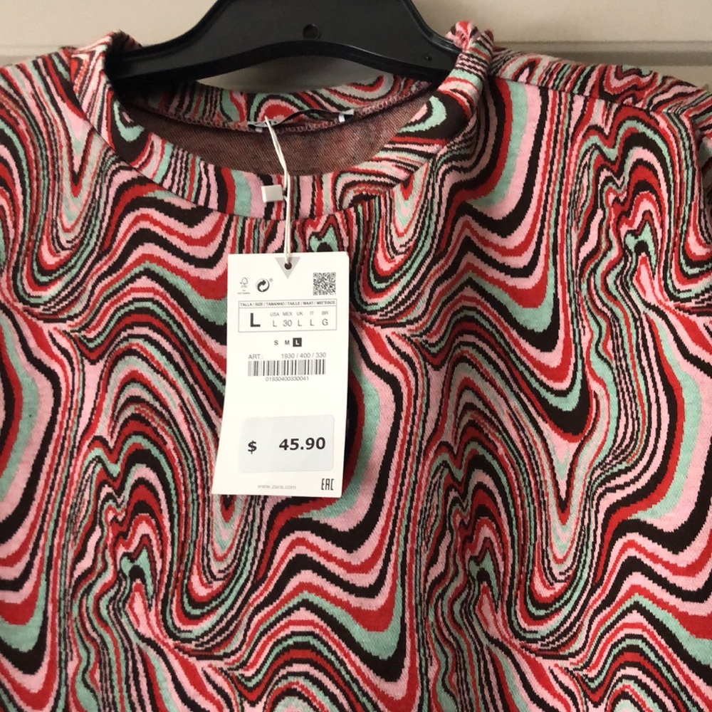 NWT ZARA swirl print sweater mini dress - Picture 2 of 5